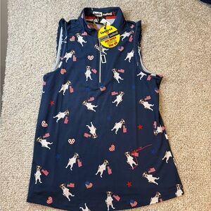 Women’s- Jamie Sadock- Sleeveless Shirt with Dog Print-Americana- NWT- Small